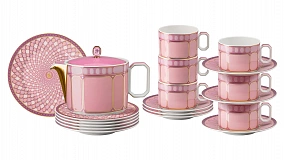 Сервиз чайный Rosenthal Сваровски 6 персон, 19 предметов, фарфор, розовый