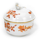 Сахарница Meissen 10см Красный Дракон, золотой кант